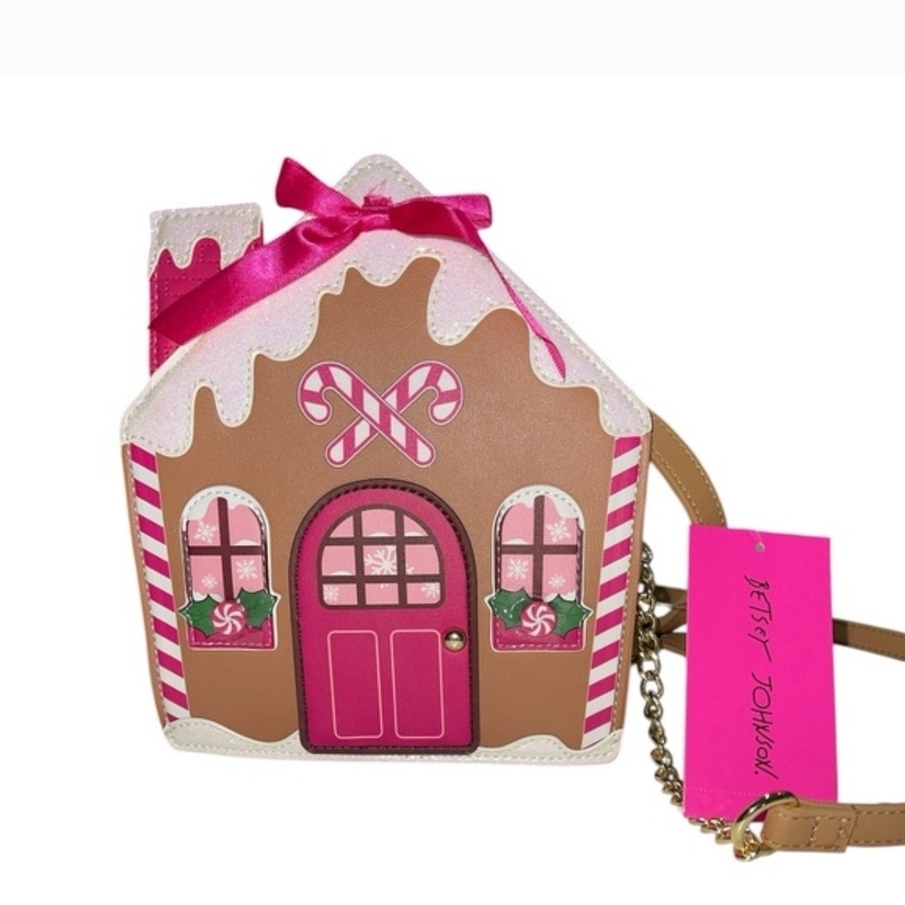 Betsey Johnson Pink and Brown Gingerbread Crossbody Bag